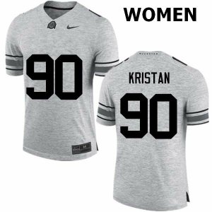 Women's Ohio State Buckeyes #90 Bryan Kristan Gray Nike NCAA College Football Jersey Copuon TQE5344VP